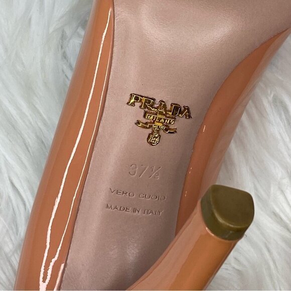 Prada Women's Pink Vero Cuoio Patent Leather Designer Heels EU 37.5/ US 7 - Picture 11 of 13